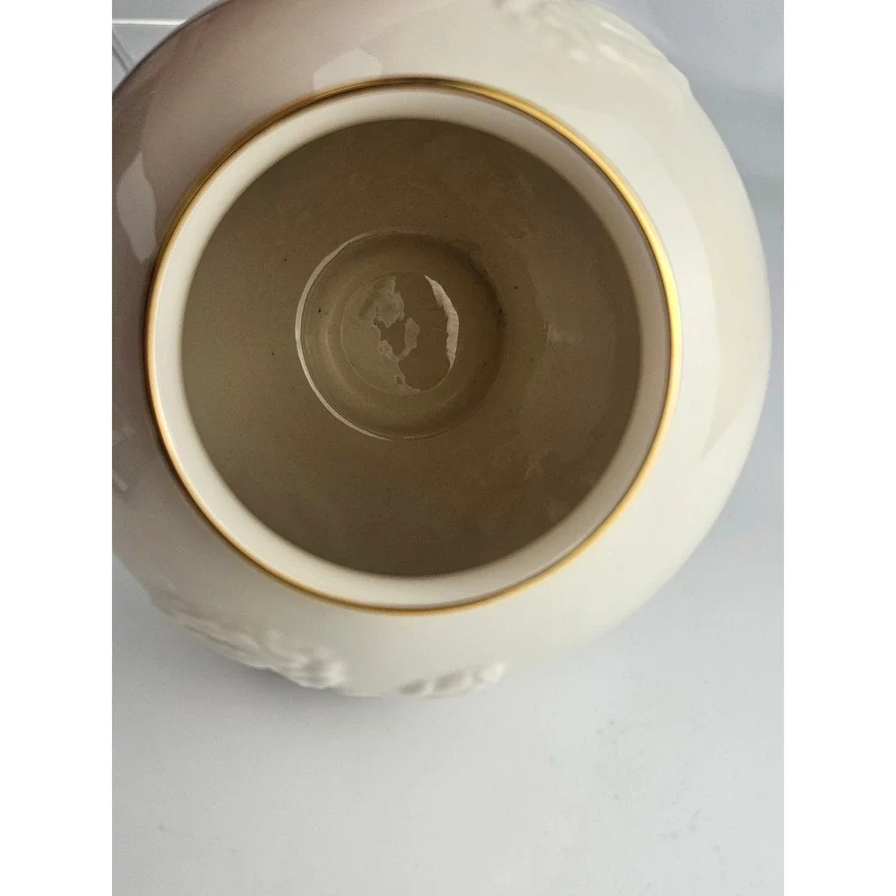 Lenox Forever Roses Ivory China‎ Vase Gold Rim Embossed Roses 1995 USA